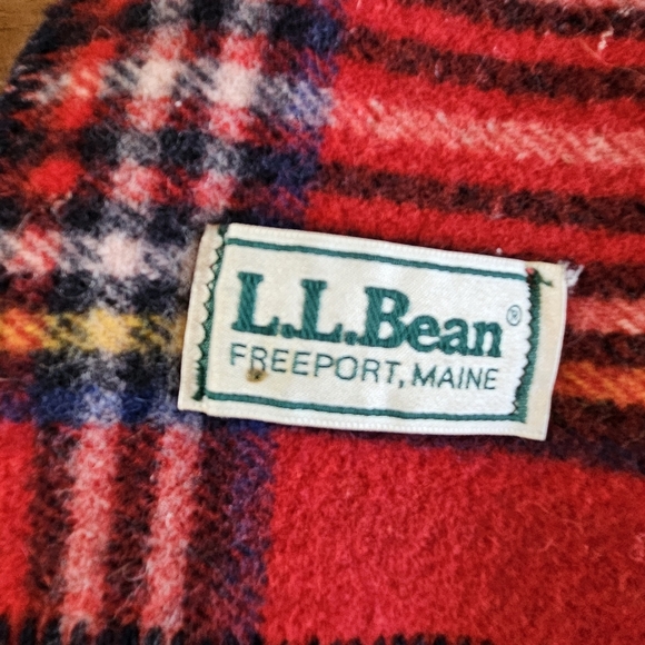 LL Bean Vintage Wood Plaid Blanket Red Tartan Whipstitch 1980's 80x86 - Picture 2 of 7